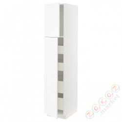 ⭐METOD / MAXIMERA⭐Шкаф, высота 2дверь/4лопата, белый Enköping/белый имитация дерева, 40x60x200 cm⭐ИКЕА-79473567