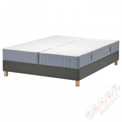 ⭐LYNGOR⭐Континентальная кровать, Valevåg жесткий/средняя твердость/светло-синий темно-серый, 160x200 cm⭐ИКЕА-59551660