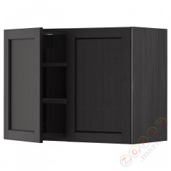 ⭐METOD⭐Навесной шкаф с полками/2 дверь, черный/Lerhyttan черный морилка, 80x60 cm⭐ИКЕА-69466440