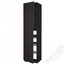 ⭐METOD / MAXIMERA⭐Шкаф, высота 2дверь/4лопата, черный/Кунгсбака антрацит, 60x60x240 cm⭐ИКЕА-79461201