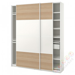 ⭐PAX / MEHAMN⭐Комбинация шкафов, белый 2str/белый под беленый дуб, 200x44x236 cm⭐ИКЕА-69434699