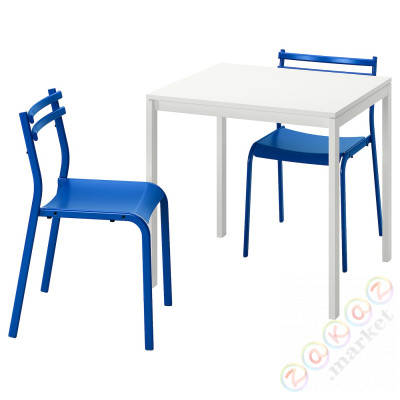 ⭐MELLTORP / GENESON⭐Таблица и 2 стулья, белый белый/металл синий, 75 cm⭐ИКЕА-99536352