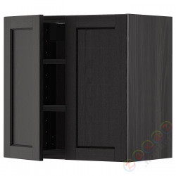 ⭐METOD⭐Навесной шкаф с полками/2 дверь, черный/Lerhyttan черный морилка, 60x60 cm⭐ИКЕА-39454684