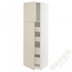 ⭐METOD / MAXIMERA⭐Шкаф, высота 2дверь/4лопата, белый/Havstorp бежевый, 60x60x200 cm⭐ИКЕА-79455813