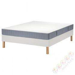 ⭐LYNGOR⭐Континентальная кровать, Vesteröy средняя твердость/jasnoсиний белый, 180x200 cm⭐ИКЕА-09553280