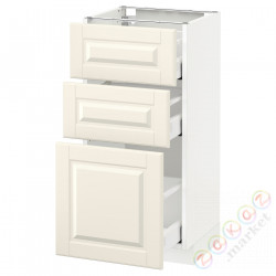 ⭐METOD / MAXIMERA⭐Напольный шкаф с 3 ящики, белый/Bodbyn сливочный, 40x37 cm⭐ИКЕА-59052110
