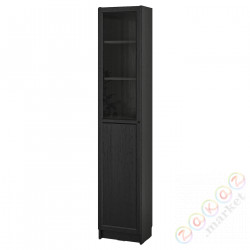 ⭐BILLY / OXBERG⭐Книжный шкаф с Drzв панелях/стаканAnymi, черныйподражание. дуб, 40x30x202 cm⭐ИКЕА-39483337