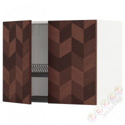 ⭐METOD⭐Навесной шкаф с крылом для сушки/2 дверь, белый Hasslarp/коричневый шаблон, 80x60 cm⭐ИКЕА-19467183