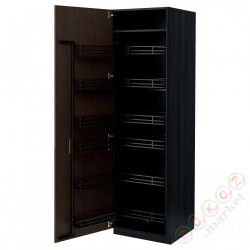 ⭐METOD⭐Высокий шкаф с wysuwaną spiżarką, черный/Sinarp коричневый, 60x60x200 cm⭐ИКЕА-39472131