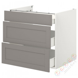 ⭐ENHET⭐Постоянный шкаф/3 ящики, белый/серая рамка, 80x62x75 cm⭐ИКЕА-99320922