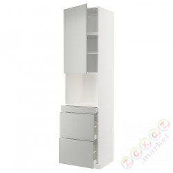 ⭐METOD / MAXIMERA⭐Обувь для микрокомбо дверь/3шу, белый/Havstorp светло-серый, 60x60x240 cm⭐ИКЕА-69538531