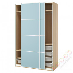 ⭐PAX / MEHAMN⭐Шкаф с раздвижными дверьми дверь, под беленый дуб/2str светло-синий, 150x66x236 cm⭐ИКЕА-59551698