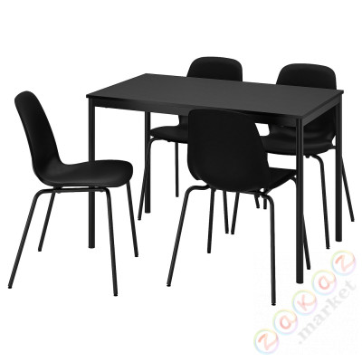 ⭐SANDSBERG / LIDAS⭐Таблица и 4 стулья, черный/черный/черный/черный, 110x67 cm⭐ИКЕА-09509051