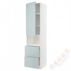 ⭐METOD / MAXIMERA⭐В шкафу для микрофона дверь/2 ящики, белый/Kallarp jasnoсерый-синий, 60x60x240 cm⭐ИКЕА-99479101