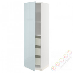 ⭐METOD / MAXIMERA⭐Высокий шкаф с ящики, белый/Kallarp jasnoсерый-синий, 60x60x200 cm⭐ИКЕА-59479240