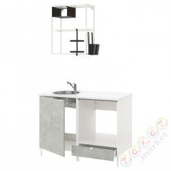 ⭐ENHET⭐Кухня, белый/имитация бетона, 123x63.5x222 cm⭐ИКЕА-79337061