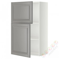 ⭐METOD⭐Навесной шкаф с полками/2 дверь, белый/Bodbyn Серый, 60x100 cm⭐ИКЕА-19465933