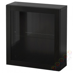 ⭐BESTA⭐Комбинация навесных шкафов, Черно-коричневый/Синдвик черно-коричневый прозрачное стекло, 60x22x64 cm⭐ИКЕА-09429667