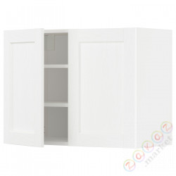 ⭐METOD⭐Навесной шкаф с полками/2 дверь, белый Enköping/белый имитация дерева, 80x60 cm⭐ИКЕА-79473464