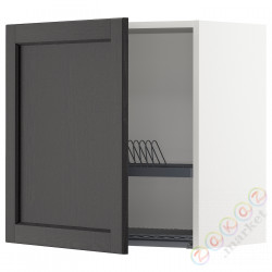 ⭐METOD⭐Навесной шкаф с сушилкой для посуды, белый/Lerhyttan черный морилка, 60x60 cm⭐ИКЕА-49462787