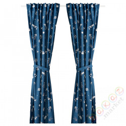 ⭐AFTONSPARV⭐Zasłony сwiąзаniami, 2 шт.., kosmos синий/белый, 120x300 cm⭐ИКЕА-60561031