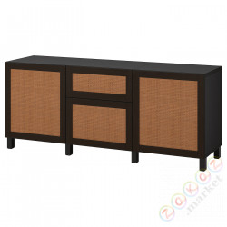 ⭐BESTA⭐Сочетание с ящики, Черно-коричневый Studsviken/Stubbarp/темно коричневый wyplatана topola, 180x42x74 cm⭐ИКЕА-39440263