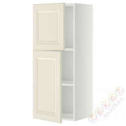 ⭐METOD⭐Навесной шкаф с полками/2 дверь, белый/Bodbyn сливочный, 40x100 cm⭐ИКЕА-59462862