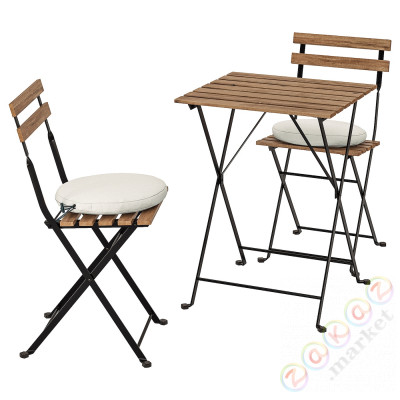 ⭐TARNO⭐Таблица +2 стулья, снаружи, черный/светло-коричневое пятно/Frösön/Дувхольмен бежевый⭐ИКЕА-59270863