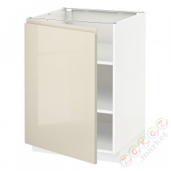 ⭐METOD⭐Кабинет ул./полки, белый/Voxtorpглянцевый светло-бежевый, 60x60 cm⭐ИКЕА-69458204