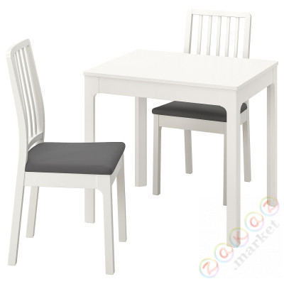 ⭐EKEDALEN / EKEDALEN⭐Таблица и 2 стулья, белый/Хакебо темно-серый, 80/120 cm⭐ИКЕА-19429389