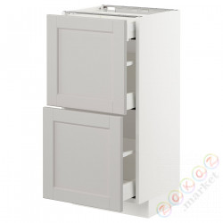 ⭐METOD / MAXIMERA⭐Sсstj 2fr/3шу, белый/Lerhyttan светло-серый, 40x37 cm⭐ИКЕА-69274257