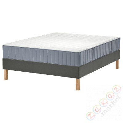 ⭐LYNGOR⭐Континентальная кровать, Вогстранда средней твердости/светло-синий темно-серый, 180x200 cm⭐ИКЕА-99553577