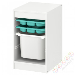 ⭐TROFAST⭐Книжный шкаф с контейнером/tace, белый бирюзовый/белый, 34x44x56 cm⭐ИКЕА-59480385