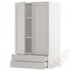 ⭐METOD / MAXIMERA⭐Sза c 2 Drz/2 ящики, белый/Lerhyttan светло-серый, 60x100 cm⭐ИКЕА-89459226