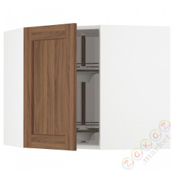 ⭐METOD⭐Шкаф навесной угловой с каруселью, белый Enköping/коричневый орех, 68x60 cm⭐ИКЕА-09475249