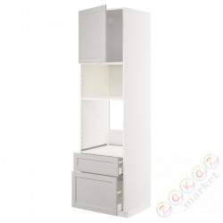 ⭐METOD / MAXIMERA⭐я шел/микр сDrz/2 шу, белый/Lerhyttan светло-серый, 60x60x220 cm⭐ИКЕА-49463819