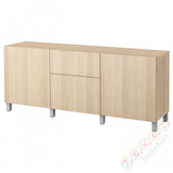 ⭐BESTA⭐Сочетание с ящики, под беленый дуб/Лаппвикен/Stubbarp светло-серый, 180x42x74 cm⭐ИКЕА-89425929