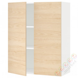 ⭐METOD⭐Навесной шкаф с полками/2 дверь, белый/Askersund яркий узор ясеня, 80x100 cm⭐ИКЕА-29459597