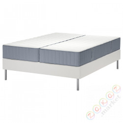 ⭐LYNGOR⭐Континентальная кровать, Вогстранда жесткий/средняя твердость/jasnoсиний белый, 160x200 cm⭐ИКЕА-59554215