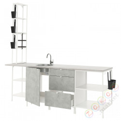 ⭐ENHET⭐Кухня, белый/имитация бетона, 243x63.5x241 cm⭐ИКЕА-89338183