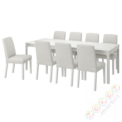 ⭐EKEDALEN / BERGMUND⭐Таблица и 8 стулья, белый белый/Orrsta светло-серый, 180/240 cm⭐ИКЕА-39482917