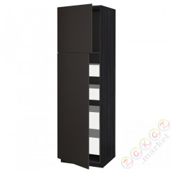 ⭐METOD / MAXIMERA⭐Шкаф, высота 2дверь/4лопата, черный/Кунгсбака антрацит, 60x60x200 cm⭐ИКЕА-59456663