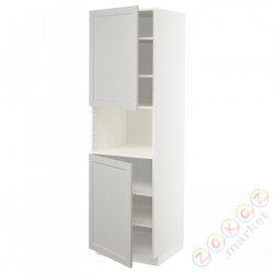 ⭐METOD⭐Ш x В ст микрофон 2Drz/половина, белый/Lerhyttan светло-серый, 60x60x200 cm⭐ИКЕА-99464538