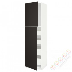 ⭐METOD / MAXIMERA⭐Шкаф, высота 2дверь/4лопата, белый/Кунгсбака антрацит, 60x60x220 cm⭐ИКЕА-49458907