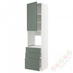 ⭐METOD / MAXIMERA⭐Кабинет высокой температуры/Drz/3 шу, белый/Bodarp серо-зеленый, 60x60x240 cm⭐ИКЕА-09452243