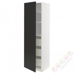 ⭐METOD / MAXIMERA⭐Высокий шкаф с ящики, белый/Nickebo матантрацит, 60x60x200 cm⭐ИКЕА-39498428