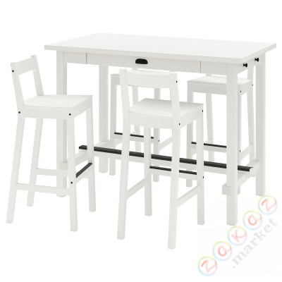 ⭐NORDVIKEN / NORDVIKEN⭐Барный стол + 4 барный стул, белый/белый⭐ИКЕА-19333527