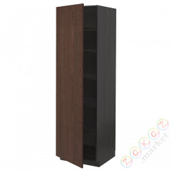 ⭐METOD⭐Высокий шкаф/полки, черный/Sinarp коричневый, 60x60x200 cm⭐ИКЕА-19461275