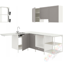 ⭐ENHET⭐Угловая кухня, белый/серая рамка⭐ИКЕА-89485541