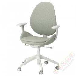 ⭐HATTEFJALL⭐Офисный стул с подлокотниками, Gunnared светло-зеленый/белый⭐ИКЕА-70532953